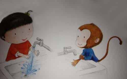 不爱洗手的小猴