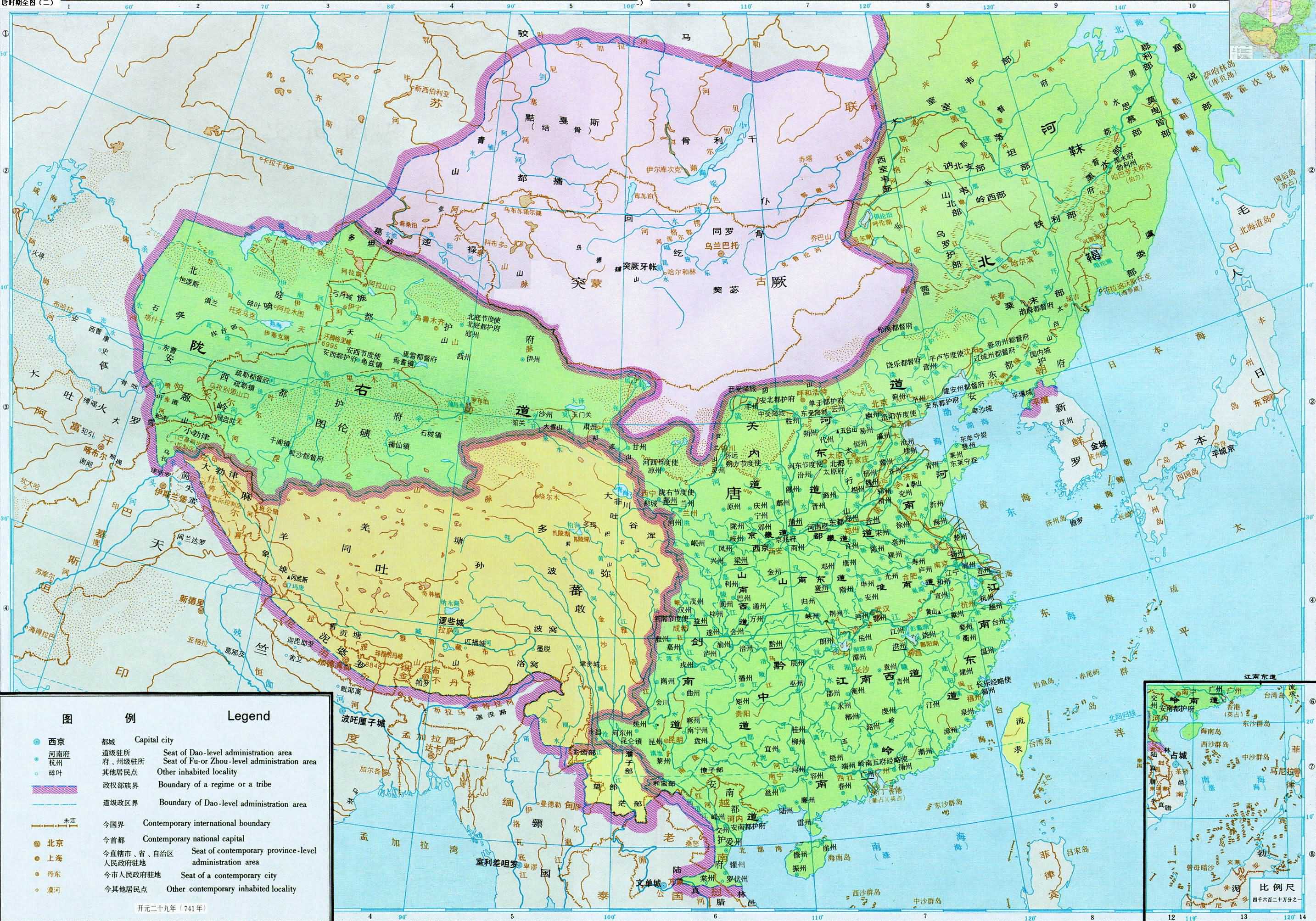唐朝地图(741年)