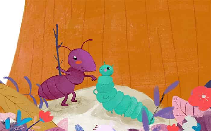 小蚂蚁和毛毛虫故事