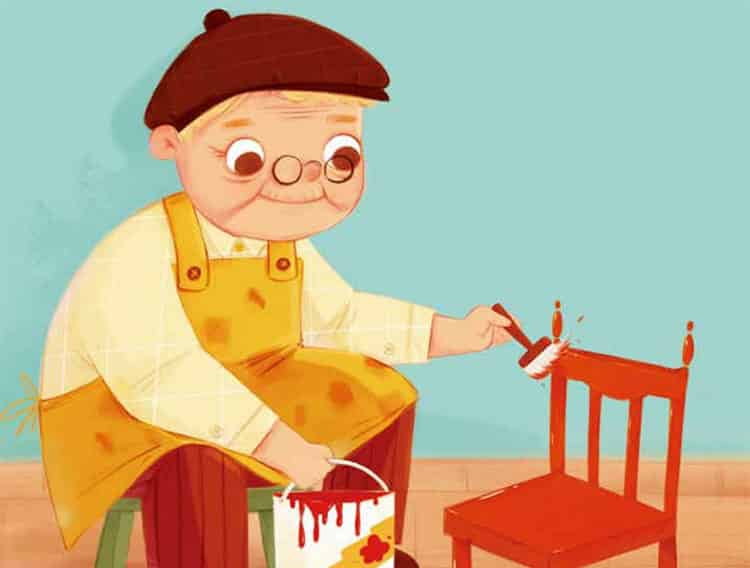 山坡下的小木椅