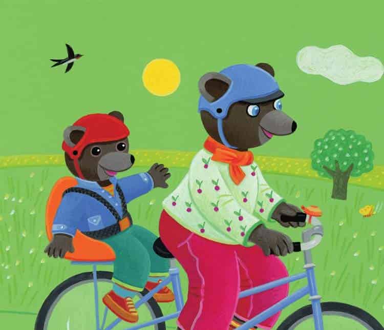 小熊当当坐妈妈的自行车